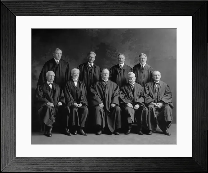 Framed Print : Taft Court. United States Supreme Court group portrait. Center front is Chief Justice William Howard Taft. Ca. 1925