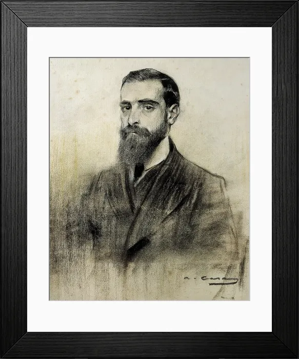 Framed Print : CASAS i CARBO, Ramon (1866-1932). Portrait of Francesc Cambo. 1899 - 1905. Charcoal and pastel drawing. Modernism. Drawing. SPAIN. Barcelona. National Art Museum of Catalonia