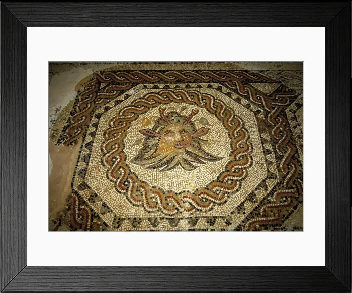 Framed Print : SPAIN. Quintanilla de la Cueza. Quintanilla de la Cueza. Tejada Roman Villa, 2nd c. Domus therms. Detail of the mosaic. Roman art. Early Empire