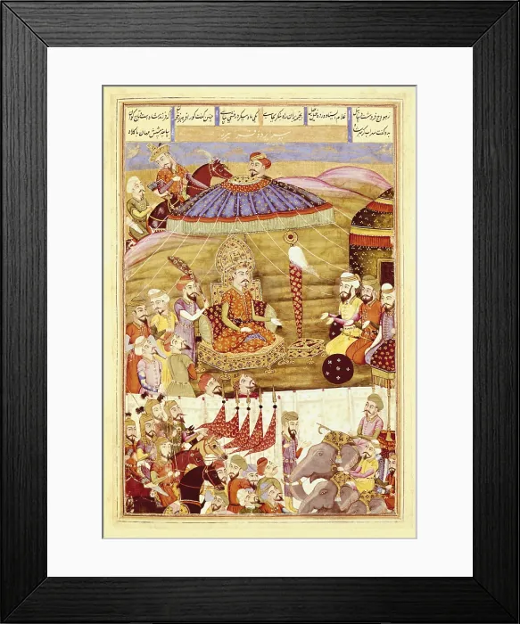 Framed Print : Shahnameh. The Book of Kings. 16th c. Sohrab Looking at the White Tent of Feribourz. Gouache on paper. Hindu art. ; Persian art. Safavid period. Miniature Painting. FRANCE Framed Print : Shahnameh. The Book of Kings. 16th c. Sohrab Looking at the White Tent of Feribourz. Gouache on paper. Hindu art. ; Persian art. Safavid period. Miniature Painting. FRANCE