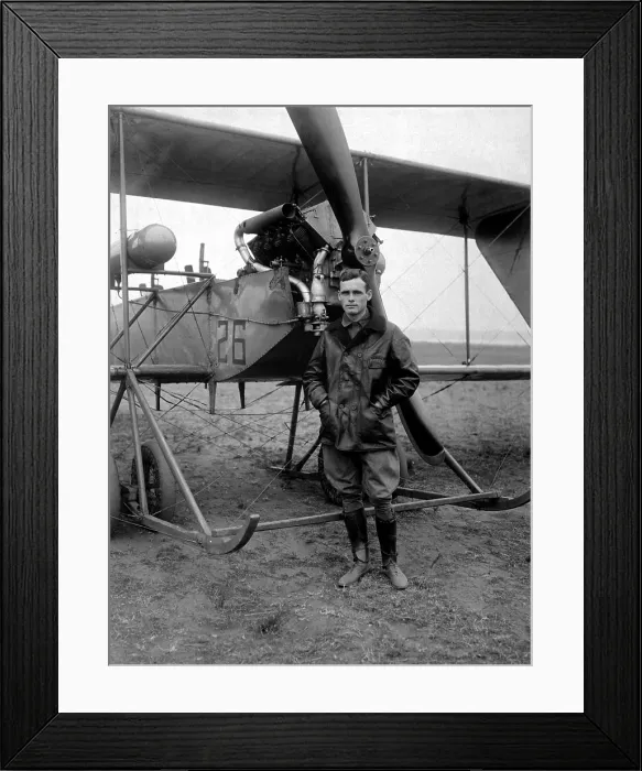 Framed Print : American World War I era pilot with his plane at Rockwell Field, San Diego. 1915