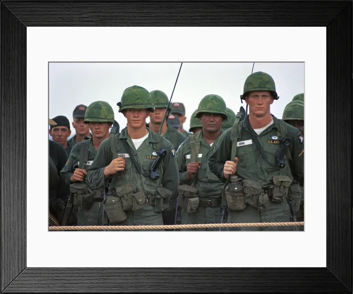Framed Print : Vietnam Era American soldiers. Solders stand for inspection at Fort Campbell, Kentucky, during President Johnson visit. July 23, 1966