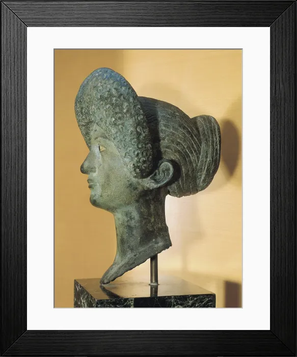 Framed Print : Bust of a Roman woman. Roman art. Early Empire. Sculpture. SPAIN. Barcelona. Archaeology Museum of Catalonia. - Iberfoto / Everett Collection (165379)**US SALES ONLY**