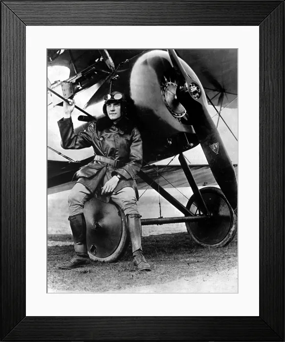 Framed Print : Lt. Earl Carroll, prominent composer, was a full-fledged World War I aviator. He sits beside his fast scout machine. Ca. 1918