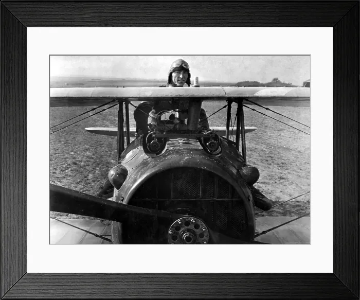 Framed Print : First Lieut. Eddie Rickenbacker, American World War I ace, standing up in his Spad plane. Near Rembercourt, France. Oct. 18, 1918