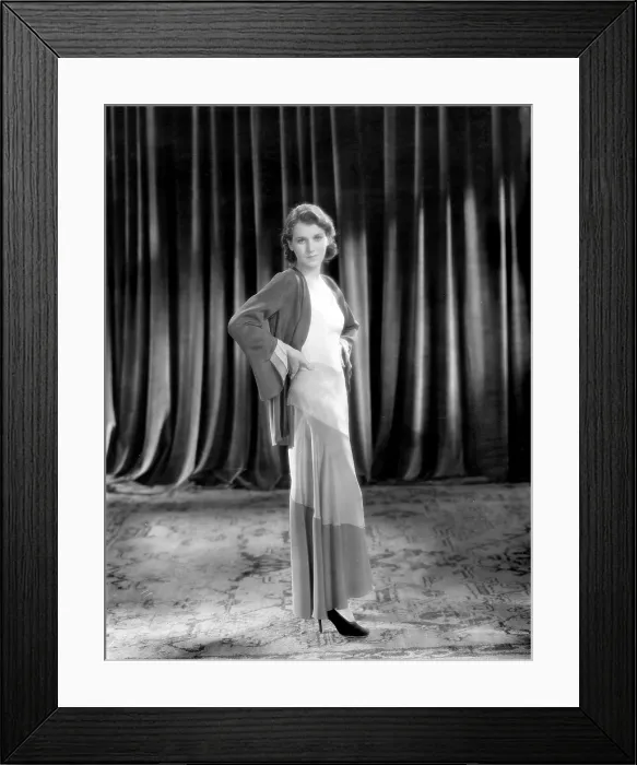 Framed Print : A LADY SURRENDERS, Rose Hobart, in crepe lounging pajamas in shades of brick and henna, 1930 Framed Print : A LADY SURRENDERS, Rose Hobart, in crepe lounging pajamas in shades of brick and henna, 1930