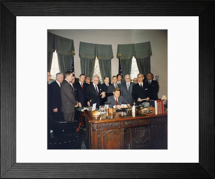 Framed Print : President Kennedy signing the Manpower Development and Training Act of 1962 Framed Print : President Kennedy signing the Manpower Development and Training Act of 1962