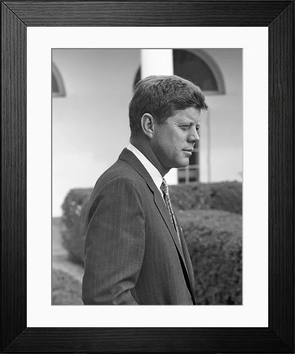 Framed Print : President John Kennedy in the White House Rose Garden. Oct. 24, 1961