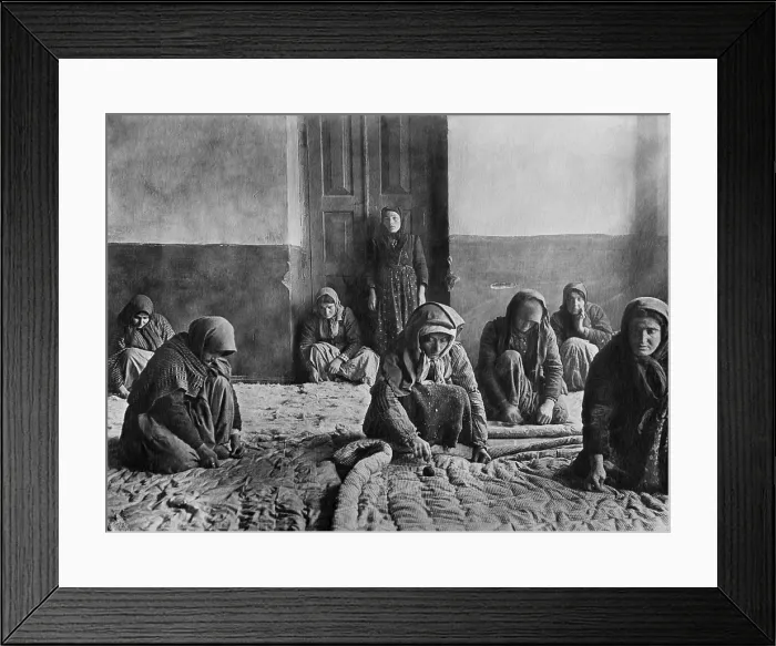 Framed Print : Armenian women make quilts in Alexandropol. Ca. 1915-22. Alexandropol was the second largest city in the post WW1 Armenia territory