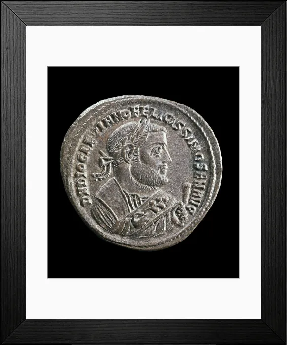 Framed Print : Coin with the effigy of the Emperor Diocletian (3rd c.). Coin. - BeBa / Iberfoto / Everett Collection (332346)**US SALES ONLY** Framed Print : Coin with the effigy of the Emperor Diocletian (3rd c.). Coin. - BeBa / Iberfoto / Everett Collection (332346)**US SALES ONLY**