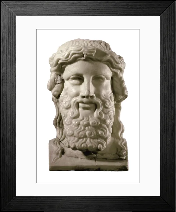 Framed Print : Head of Hermes. 4th c. BC. Classical Greek art. Sculpture on marble. SPAIN. Barcelona. Archaeology Museum of Catalonia. - P