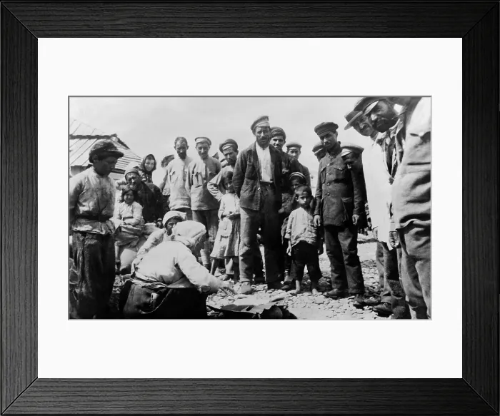 Framed Print : Armenian refugees on Black Sea beach at Novorossiysk. 1920. Turkish vs