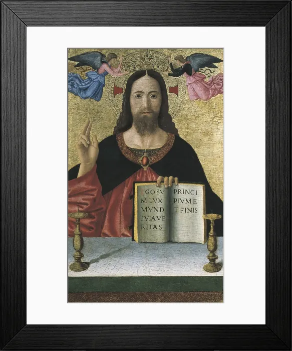 Framed Print : Melozzo da Forli (1438-1494). The Blessing Christ. 15h c. Renaissance art. Quattrocento. Oil on wood. ITALY. Turin. Galleria Sabauda (Sabauda Gallery)