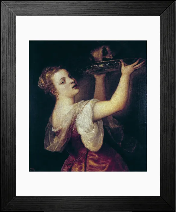 Framed Print : TTITIA, Tiziano Vecello, also called (1490-1576). Salome Carrying the Head of St. 1550. This is the portrait of Lavinia, the painter's daughter. Renaissance art. Cinquecento