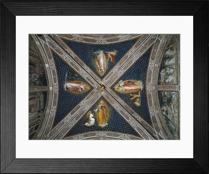 Framed Print : ARETINO, Spinello di Luca Spinelli, called (1350-1410). The Four Evangelists. 1387. Decoration of the sacristy's ceiling. Renaissance art. Trecento. Sienese school. Fresco