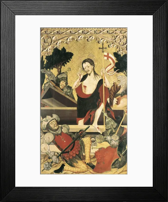Framed Print : BORRASSA, Lluis (1360-1425). Resurrection. beg. 15th c. International gothic. Tempera on wood. SPAIN. Barcelona. National Art Museum of Catalonia. Proc: SPAIN. TARRAGONA