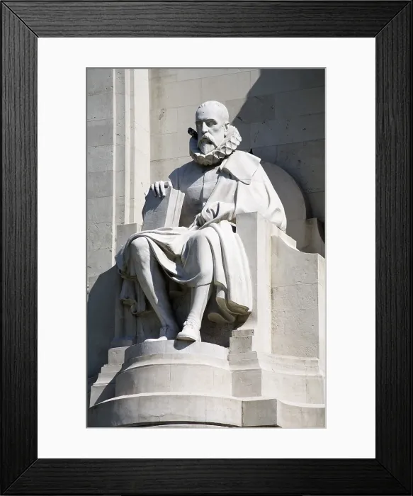 Framed Print : SPAIN. Madrid. Spain Square. Monument to Miguel de Cervantes. 1928-30. Detail of the writer's sculpture. Sculpture