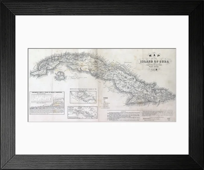 Framed Print : Map of the island of Cuba : compiled from the most reliable Spanish authorities. 1855