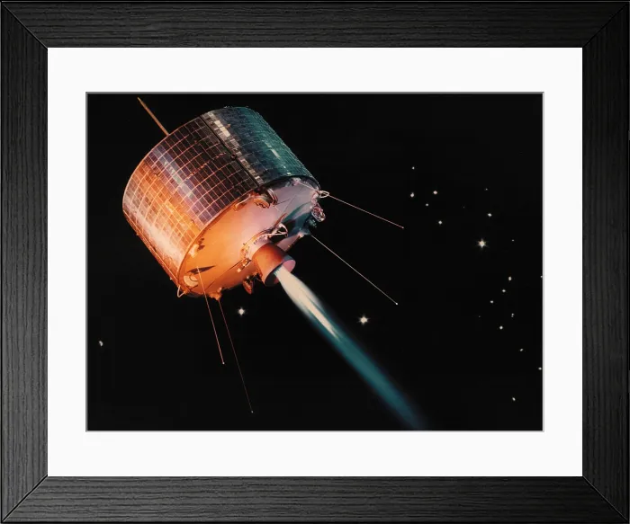 Framed Print : Syncom, the First Geosynchronous Satellite, that is, it orbited at the same speed of the Earth's rotation maintaining a stable position
