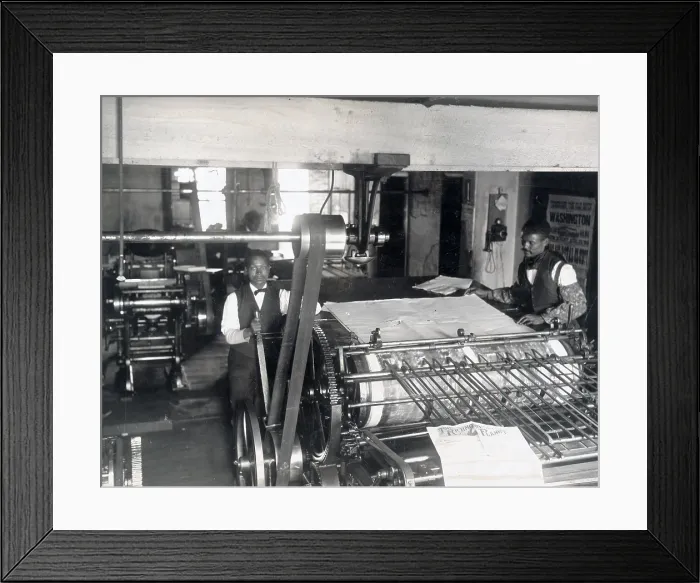 Framed Print : Press room of the Planet newspaper, Richmond, Virginia. 1899 Framed Print : Press room of the Planet newspaper, Richmond, Virginia. 1899