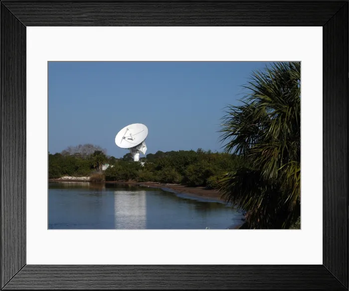 Framed Print : 50-foot dish antenna at Kennedy Space Center in 2006, is a radar antenna used to track space vehicles and rockets Framed Print : 50-foot dish antenna at Kennedy Space Center in 2006, is a radar antenna used to track space vehicles and rockets