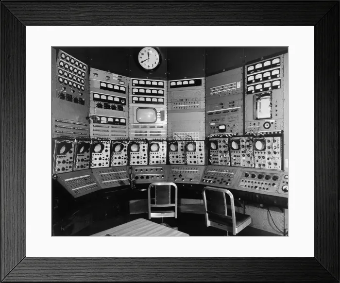 Framed Print : Control room at the Bevatron particle accelerator of University of California Radiation Laboratory. 1960