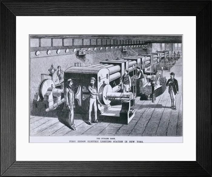 Framed Print : The Dynamo Room in the first Edison Electric Lighting Station at the Pearl Street in lower Manhattan in 1882 Framed Print : The Dynamo Room in the first Edison Electric Lighting Station at the Pearl Street in lower Manhattan in 1882