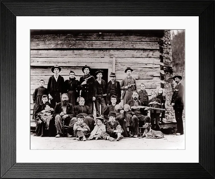 Framed Print : Hatfield Clan in 1897. Their feud with the McCoy's in rural West Virginia-Kentucky backcountry lasted from 1865 to 1901