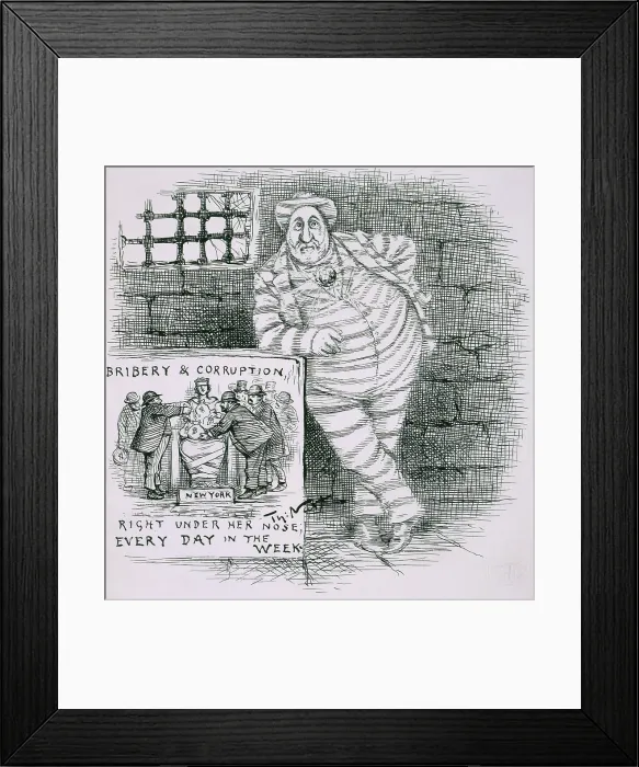 Framed Print : Thomas Nast reprised his favorite subject, Boss Tweed, eight years after his death in prison