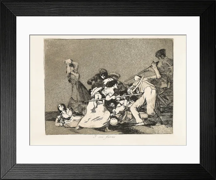 Framed Print : GOYA Y LUCIENTES, Francisco de (1746-1828). And they are like wild beasts. 1810-1812. Plate 5 of 'The Disasters of War'. Etching. SPAIN. Madrid. National Library Framed Print : GOYA Y LUCIENTES, Francisco de (1746-1828). And they are like wild beasts. 1810-1812. Plate 5 of 'The Disasters of War'. Etching. SPAIN. Madrid. National Library
