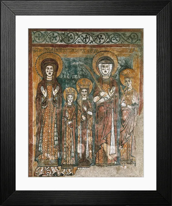 Framed Print : ITALY. Cividale del Friuli. Mary Magdalene and Saint Sofia with the theological virtues. Romanesque art. Fresco. - BeBa / Iberfoto / Everett Collection (167008)**US SALES ONLY**