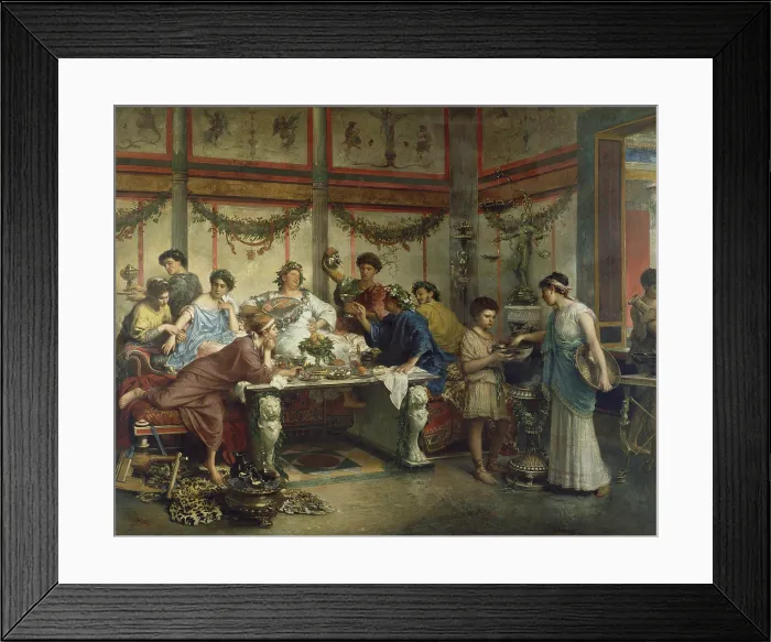 Framed Print : A Roman Feast, by Roberto Bompiani, 1885-99 c. Italian painting, oil on canvas