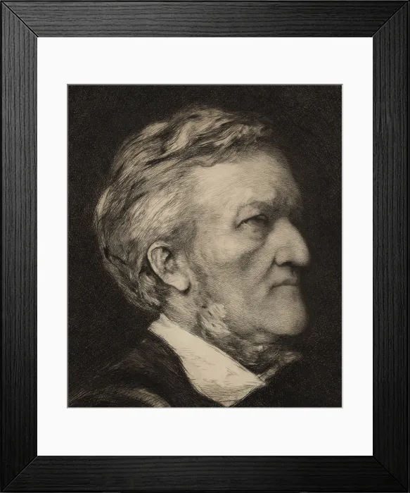 Framed Print : Richard Wagner (1913-1883) German composer. Detail of portrait etching by German born artist Hubert von Herkomer (1849-1914)