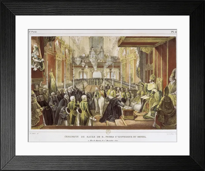 Framed Print : DEBRET, Jean Baptiste (1768-1848). A Colourful and Historic Journey to Brazil. 1839. 'Ceremonie de sacre de D