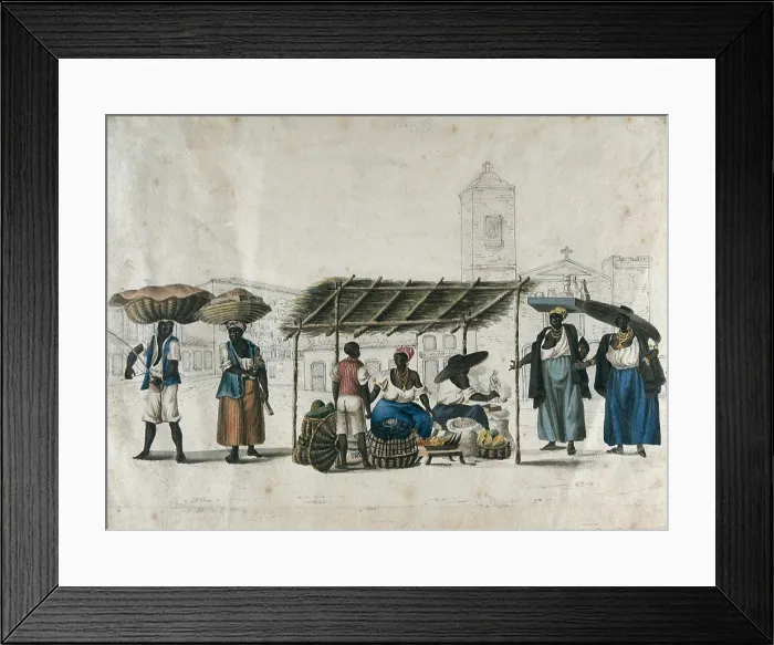 Framed Print : CHAMBERLAIN, Henry (1796-1844). Fruit sellers in Lapa. 1819 - 1820. Market in Lapa quarter, Rio de Janeiro. Watercolour. BRAZIL. Sao Paulo. Sao Paulo Museum of Art