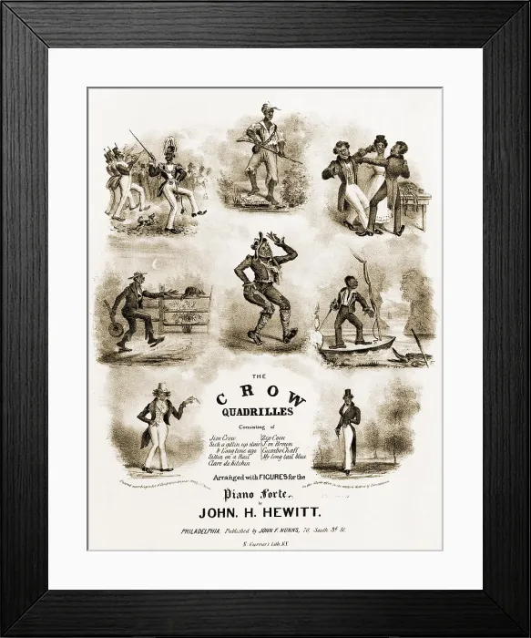 Framed Print : Sheet music entitled the Crow Quadrilles, ' and illustrated with several caricatures of African Americans