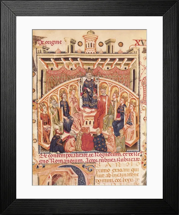 Framed Print : VINCENT of BEAUVAIS (1190-1264). Speculum historiale. ca. 1460. Speculum Historialis (14th c.). Meeting of nine kings. Gothic art. Miniature Painting. ITALY. Cava de Tirreni Framed Print : VINCENT of BEAUVAIS (1190-1264). Speculum historiale. ca. 1460. Speculum Historialis (14th c.). Meeting of nine kings. Gothic art. Miniature Painting. ITALY. Cava de Tirreni