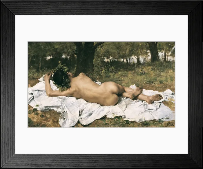 Framed Print : AGRASOT Y JUAN, Joaquin (1836-1919). Young Bacchus. ca. 1872. Classicism. Oil on canvas. SPAIN. Valencia. San Pio V Fine Arts Museum. - P