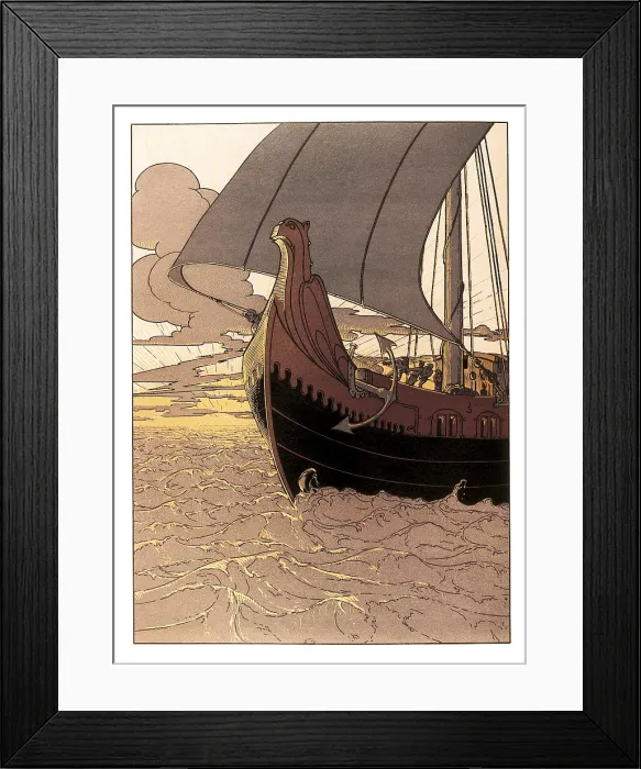 Framed Print : Nibelungenlied (Song of the Nibelungs). Epic poem in Middle High German composed around 1200. Illustration for text printend in 19thth century. Drawing. FRANCE. Paris