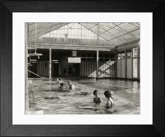 Framed Print : Franklin Roosevelt in physical therapy at Warm Springs indoor pool. 1928. The mineral springs flowed at nearly 32 C (90 F). (BSLOC_2013_5_57) Framed Print : Franklin Roosevelt in physical therapy at Warm Springs indoor pool. 1928. The mineral springs flowed at nearly 32 C (90 F). (BSLOC_2013_5_57)