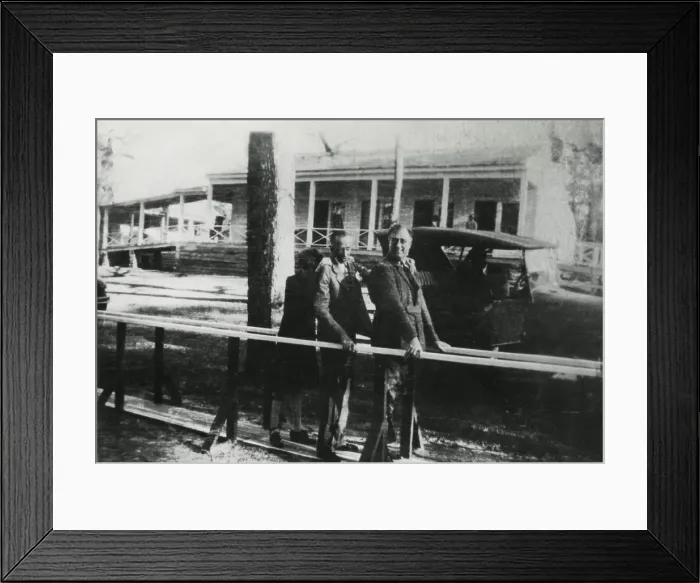 Framed Print : Franklin Roosevelt exercising in the walking court at Warm Springs. 1928 Framed Print : Franklin Roosevelt exercising in the walking court at Warm Springs. 1928
