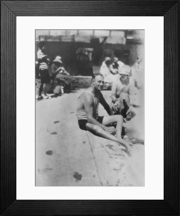 Framed Print : Franklin Roosevelt sitting beside Warm Springs swimming pool. 1923. (BSLOC_2013_5_52)