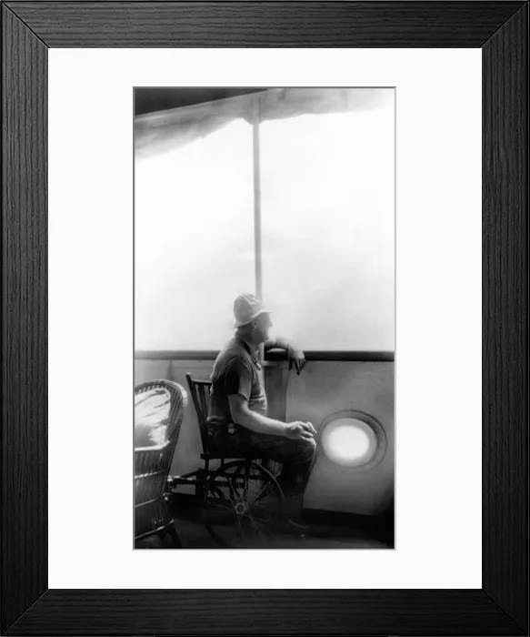 Framed Print : Franklin Roosevelt in his wheelchair aboard Vincent Astor's yacht. April 1935 Framed Print : Franklin Roosevelt in his wheelchair aboard Vincent Astor's yacht. April 1935