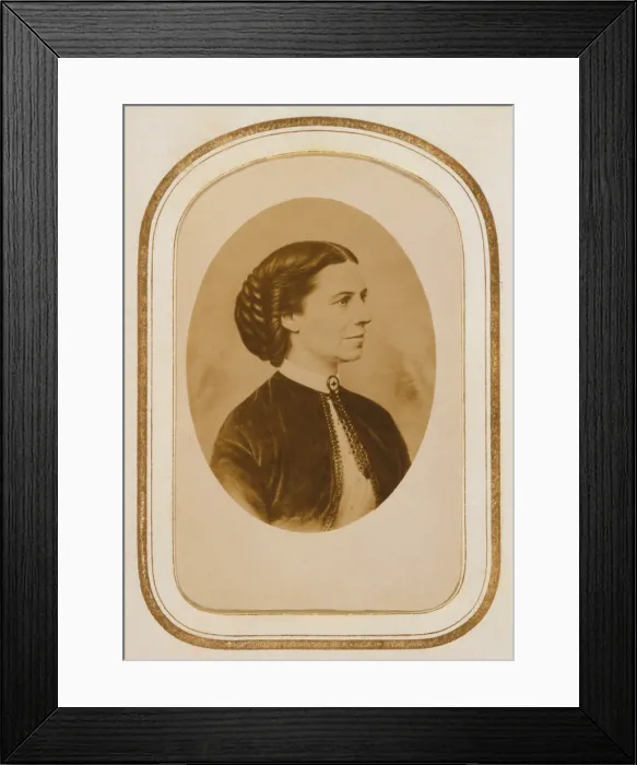 Framed Print : Clara Barton (1821-1912), at the end of the U.S. Civil War, during which she lead nursing efforts for wounded Union troops. 1865