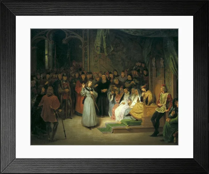 Framed Print : SAINT-EVRE, Gillot (1791-1858). Joan of Arc before Charles VII. 1833. Romanticism. Oil on wood. FRANCE. Paris. Louvre Museum Framed Print : SAINT-EVRE, Gillot (1791-1858). Joan of Arc before Charles VII. 1833. Romanticism. Oil on wood. FRANCE. Paris. Louvre Museum