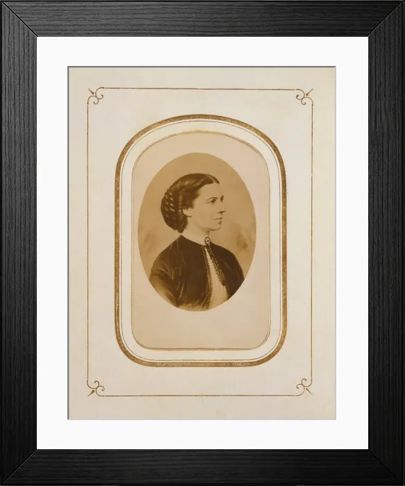 Framed Print : Clara Barton (1821-1912), at the end of the U.S. Civil War, during which she lead nursing efforts for wounded Union troops. 1865 Framed Print : Clara Barton (1821-1912), at the end of the U.S. Civil War, during which she lead nursing efforts for wounded Union troops. 1865