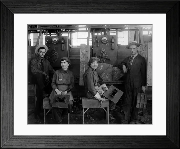 Framed Print : These women electric welders are the first women working on actual ship construction, in the United States. Hog Island shipyard, Philadelphia, Pennsylvania. World War I. Ca. 1918 Framed Print : These women electric welders are the first women working on actual ship construction, in the United States. Hog Island shipyard, Philadelphia, Pennsylvania. World War I. Ca. 1918