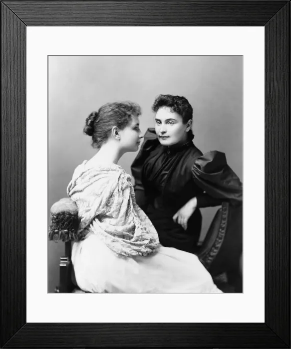 Framed Print : Helen Keller (1880-1968), at left, with her teacher and companion, Anne Sullivan in 1893