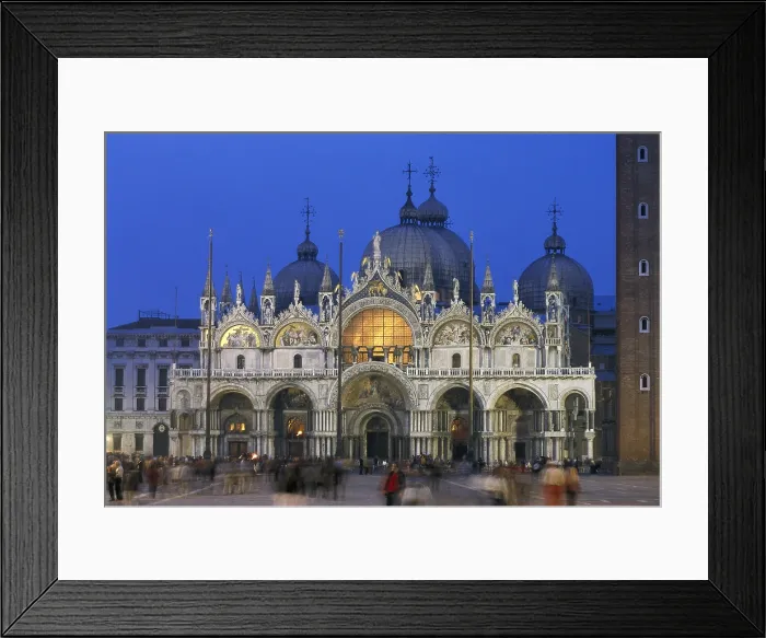 Framed Print : St. Mark's Basilica. ITALY. VENETO. Venice. St. Mark's Basilica. Nocturnal view. Byzantine art. Architecture Framed Print : St. Mark's Basilica. ITALY. VENETO. Venice. St. Mark's Basilica. Nocturnal view. Byzantine art. Architecture