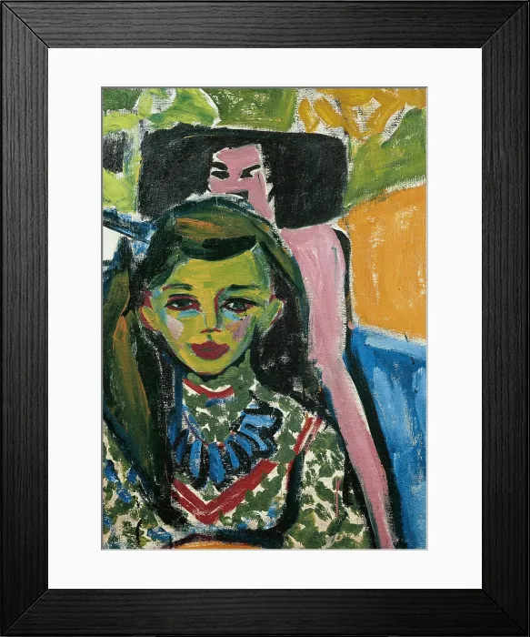 Framed Print : KIRCHNER, Ernst Ludwig (1880-1938). FrAnzi in front of Carved Chair. 1910. Expressionism. Die BrUcke. Oil on canvas. SPAIN. Madrid. Thyssen-Bornemisza Museum of Art